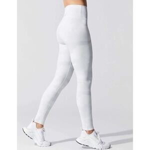 Alo Women's Full Length Hi-Waisted White Camo Vapor Leggings Small